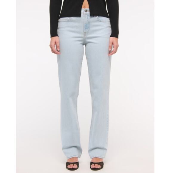Abercrombie & Fitch Light Blue Curve Love Mid Rise 90s Straight Jeans Size 30 - Picture 1 of 12